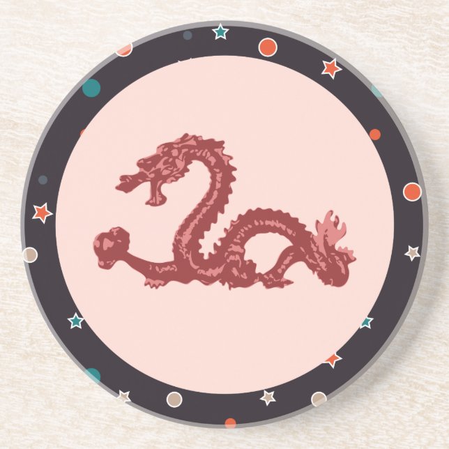 Chinese Dragon Star Pattern Fantasy Art Coaster (Front)