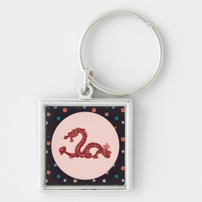 Chinese Dragon Star Pattern Fantasy Art Key Ring (Front)