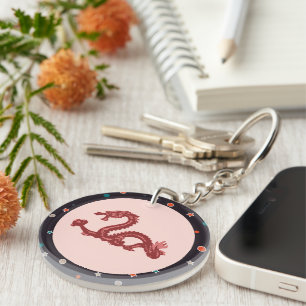Chinese Dragon Star Pattern Fantasy Art Key Ring