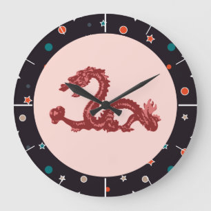 Chinese Dragon Star Pattern Fantasy Art Large Clock