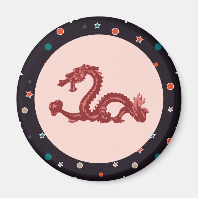 Chinese Dragon Star Pattern Fantasy Art Magnet (Front)