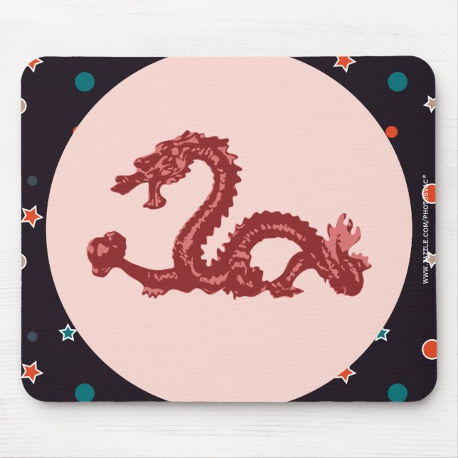 Chinese Dragon Star Pattern Fantasy Art Mouse Mat (Front)