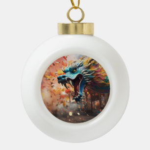 chinese dragon symbol 2024 ceramic ball christmas ornament