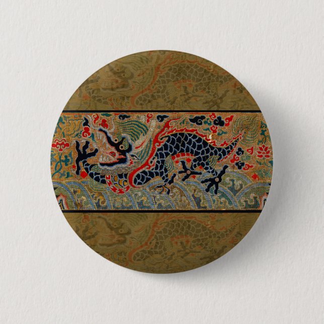 Chinese Dragon Symbol Antique Asian 6 Cm Round Badge (Front)