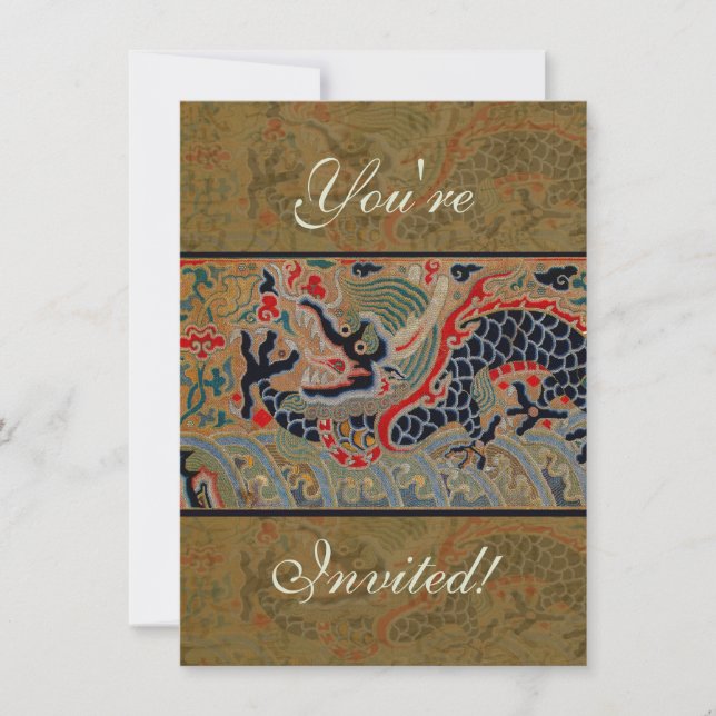 Chinese Dragon Symbol Antique Asian Invitation (Front)