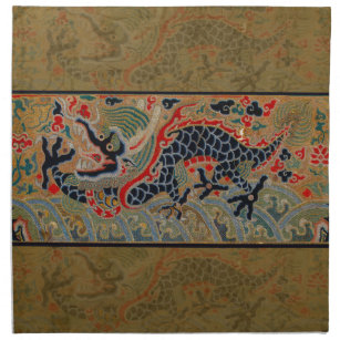 Chinese Dragon Symbol Antique Asian Napkin