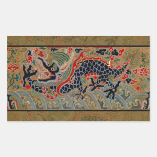 Chinese Dragon Symbol Antique Asian Rectangular Sticker