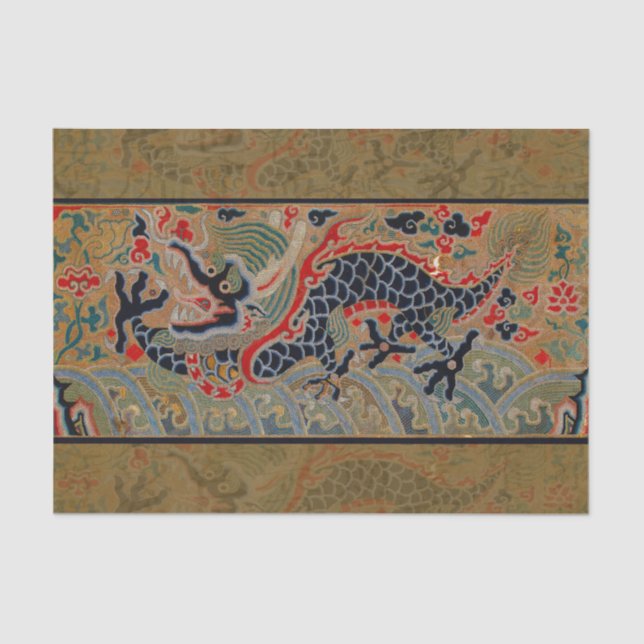 Chinese Dragon Symbol Antique Asian Tissue Paper (Front)