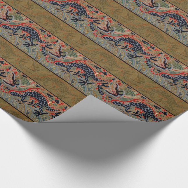 Chinese Dragon Symbol Antique Asian Wrapping Paper (Corner)