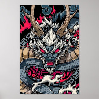 Chinese dragon totem, tattoo art poster