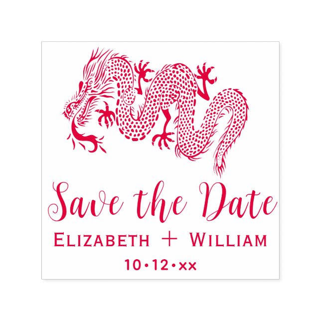 Chinese Dragon Wedding Save the Date Self-inking Stamp (Design)
