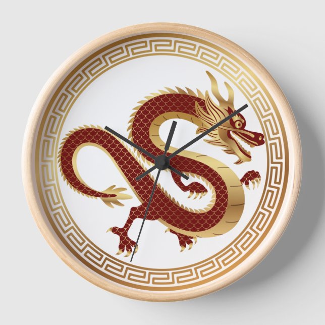 Chinese Dragon Wishes You a Happy New Year Clock (Front)