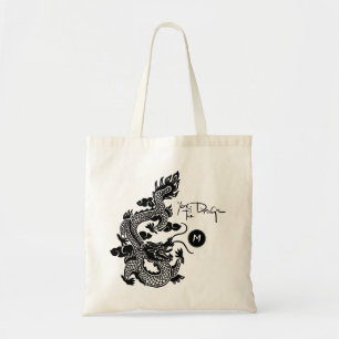 Chinese Dragon Year Black paper-cut Monogram TB Tote Bag