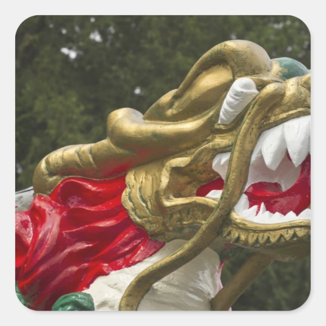 Chinese dragonboat figurehead, Stanley Park Square Sticker (Front)