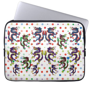 chinese dragons fantasy art collage sheet laptop sleeve
