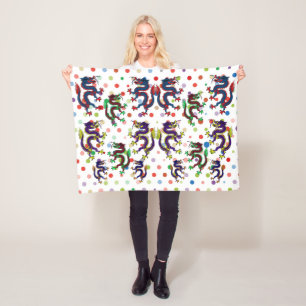 chinese dragons fantasy folk art   fleece blanket