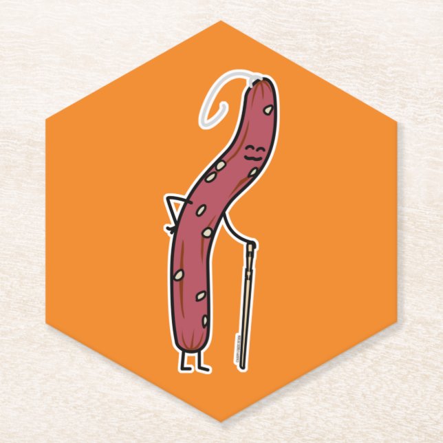 Chinese dry sausage aged fat Cantonese Lap Cheong Paper Coaster (Front)