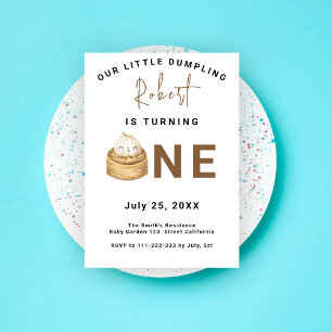 Chinese dumpling 1st Birthday Party  Invitation