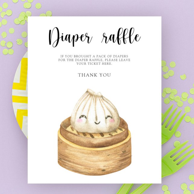 Chinese dumpling baby shower diaper raffle poster (Creator Uploaded)