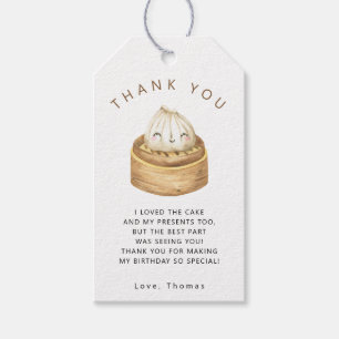 Chinese dumpling birthday party thank you gift tags