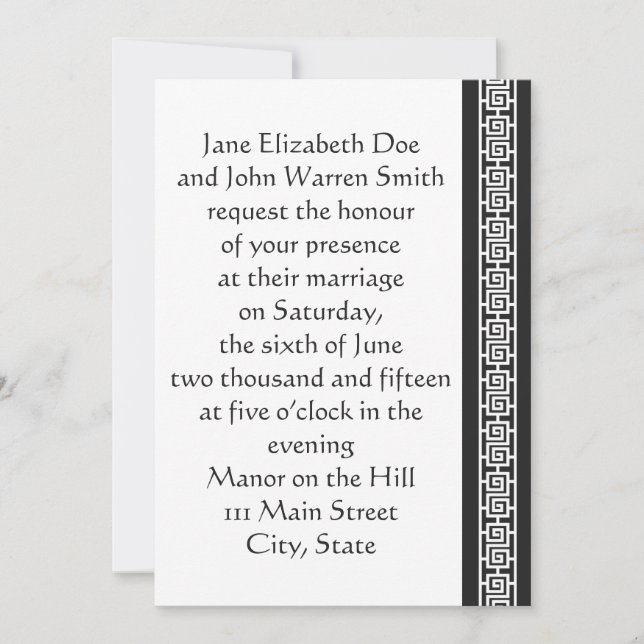 Chinese Elegance in Black Wedding Invitation (Front)