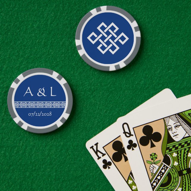 Chinese Elegance in Blue Poker Chips (Poker Table (Double))