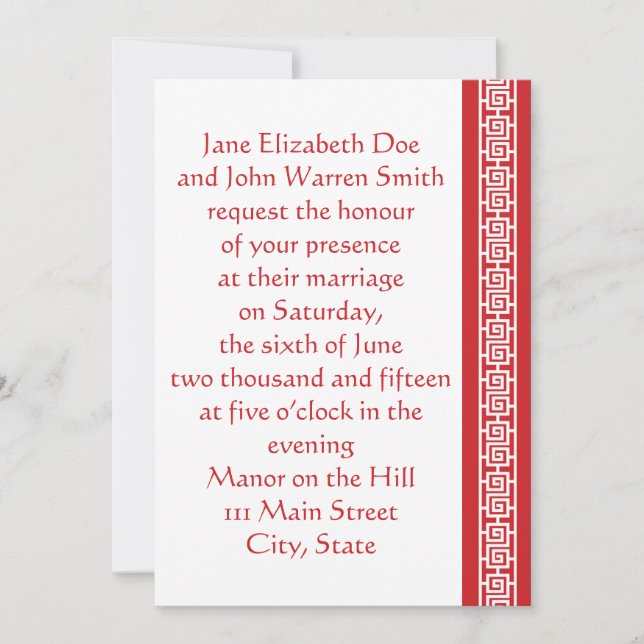 Chinese Elegance in Cherry Wedding Invitation (Front)