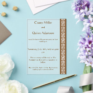 Chinese Elegance in Chocolate Acrylic Wedding Invitations