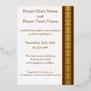 Chinese Elegance in Chocolate Foil Invitation