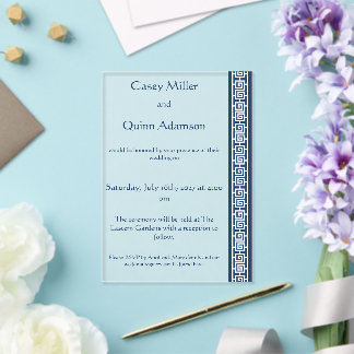 Chinese Elegance in Navy Acrylic Wedding Invitations