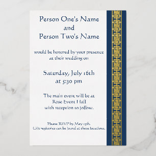 Chinese Elegance in Navy Foil Invitation
