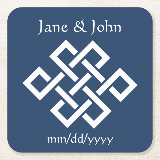 Chinese Elegance in Navy Paper Coaster (Front)