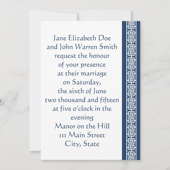 Chinese Elegance in Navy Wedding Invitation (Front)