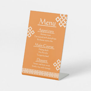 Chinese Elegance in Orange Pedestal Sign