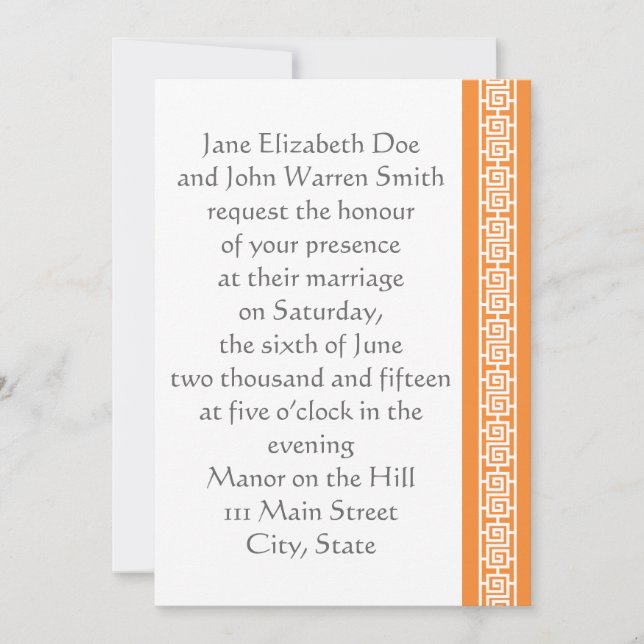 Chinese Elegance in Orange Wedding Invitation (Front)