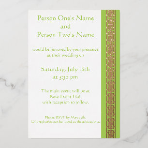 Chinese Elegance in Peridot Foil Invitation