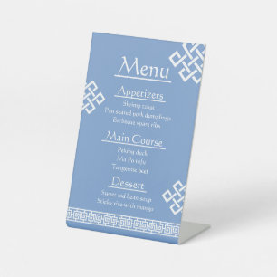 Chinese Elegance in Periwinkle Pedestal Sign
