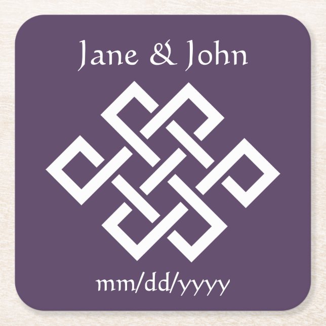 Chinese Elegance in Purple Paper Coaster (Front)