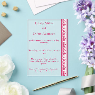 Chinese Elegance in Raspberry Acrylic Wedding Invitations