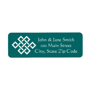 Chinese Elegance in Teal Return Address Label