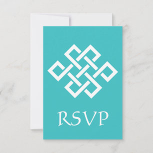 Chinese Elegance in Turquoise RSVP Card
