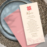 Chinese Elegant Double Happiness Peonies Wedding Menu<br><div class="desc">Chinese Elegant Double Happiness Peonies Wedding Menu. Chinese weddings always have many delicious food,  why not show it off on your wedding menu. Just one menu each table,  would make the table so much elegant.</div>