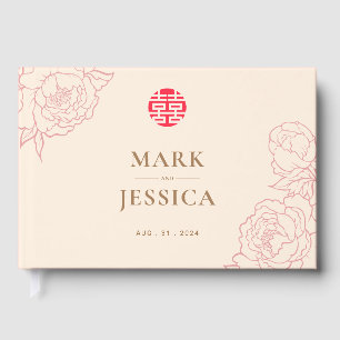 Chinese Elegant Double Happiness Wedding  Guest Book
