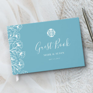 Chinese Elegant Double Happiness Wedding  Guest Book