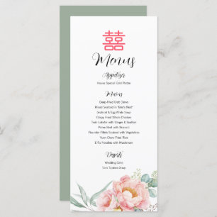 Chinese Elegant Double Happiness Wedding Menu