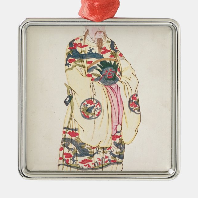 Chinese Emperor in Ceremonial Costume Metal Tree Decoration (Front)