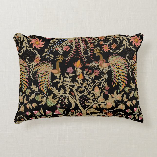 Chinese Fairy Floral Birds Pattern Decorative Cushion (Front)
