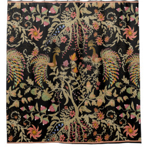 Chinese Fairy Floral Birds Pattern Shower Curtain