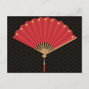 Chinese Fan New Year Postcard