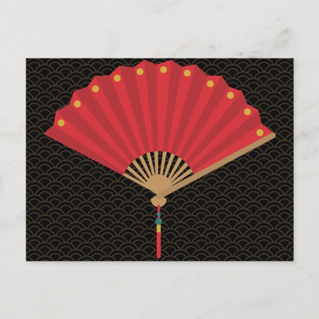 Chinese Fan New Year Postcard (Front)